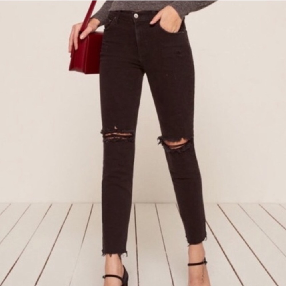 Reformation black ripped jeans